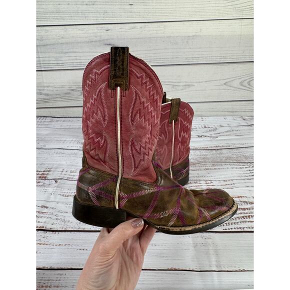 Ariat Twisted Tycoon Western Boot Pink Brown Youth Size 1